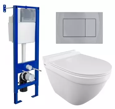 Комплект 3 в 1 инсталляция Berges Wasserhaus Atom 410 + Унитаз подвесной Iddis Cloud CLORDSEi25 + кнопка хром