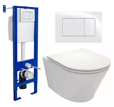 Комплект 3 в 1 инсталляция Berges Wasserhaus Atom 410 + Унитаз подвесной Jacob Delafon Rodin+ EDY102-00 + кнопка белая