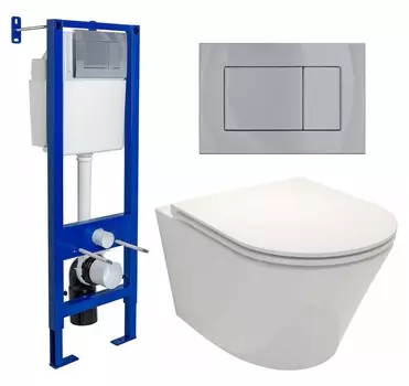 Комплект 3 в 1 инсталляция Berges Wasserhaus Atom 410 + Унитаз подвесной Jacob Delafon Rodin+ EDY102-00 + кнопка хром