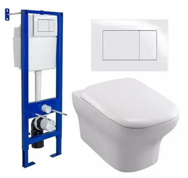 Комплект 3 в 1 инсталляция Berges Wasserhaus Atom 410 + Унитаз подвесной Jacob Delafon Vox EDM102-00 + кнопка белая