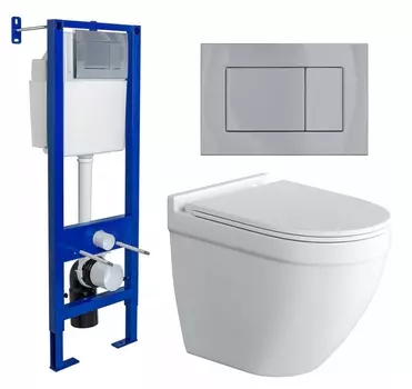 Комплект 3 в 1 инсталляция Berges Wasserhaus Atom 410 + Унитаз подвесной Owl 1975 Cirkel-H + кнопка хром