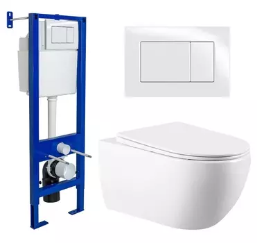Комплект 3 в 1 инсталляция Berges Wasserhaus Atom 410 + Унитаз подвесной Vincea Evo VT1-34 + кнопка белая