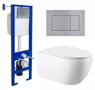 Комплект 3 в 1 инсталляция Berges Wasserhaus Atom 410 + Унитаз подвесной Vincea Evo VT1-34 + кнопка хром