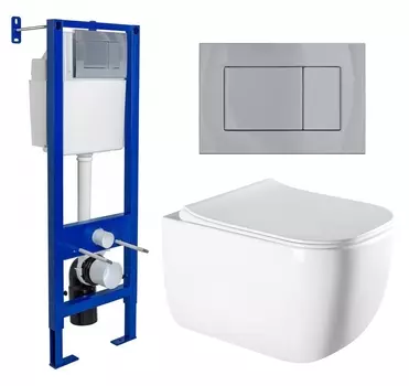 Комплект 3 в 1 инсталляция Berges Wasserhaus Atom 410 + Унитаз подвесной Vincea Form VT1-35 + кнопка хром