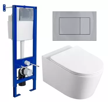 Комплект 3 в 1 инсталляция Berges Wasserhaus Atom 410 + Унитаз Vincea Cute VT1-24 + кнопка хром