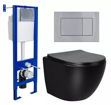 Комплект 3 в 1 инсталляция Berges Wasserhaus Atom 410 + Унитаз Vincea Globo VT1-14MB + кнопка хром