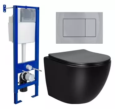 Комплект 3 в 1 инсталляция Berges Wasserhaus Atom 410 + Унитаз Vincea Globo VT1-14SMB + кнопка хром