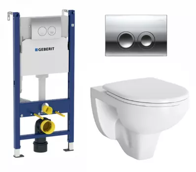 Комплект 3 в 1 инсталляция Geberit Duofix + Подвесной унитаз Berges Wasserhaus Gamma + кнопка хром Delta21