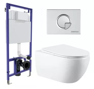 Комплект 3 в 1 инсталляция Berges Wasserhaus Novum 040222 + Унитаз подвесной Vincea Evo VT1-34 + кнопка хром матовая
