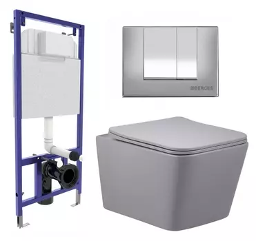 Комплект 3 в 1 инсталляция Berges Wasserhaus Novum 040242 + Унитаз подвесной Vincea Q-Line VT1-12MG + кнопка хром матовая