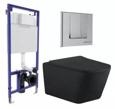 Комплект 3 в 1 инсталляция Berges Wasserhaus Novum 040243 + Унитаз подвесной Aquanet Tavr-W BW 287011 + кнопка хром