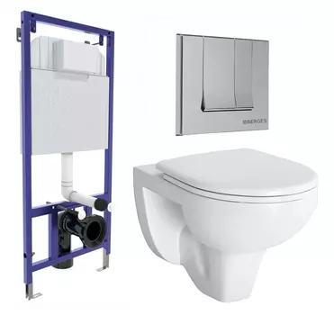 Комплект 3 в 1 инсталляция Berges Wasserhaus Novum 040243 + Унитаз подвесной Berges Wasserhaus Gamma 081105 + кнопка хром