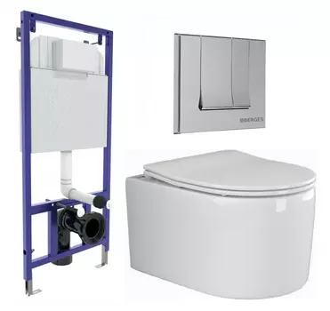 Комплект 3 в 1 инсталляция Berges Wasserhaus Novum 040243 + Унитаз подвесной Ceramica Nova Moments CN3003 + кнопка хром