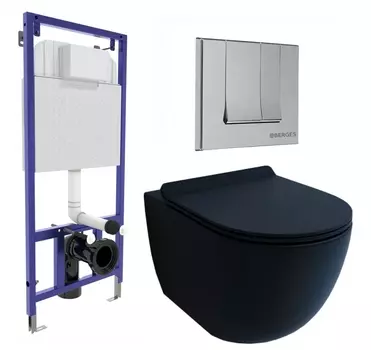 Комплект 3 в 1 инсталляция Berges Wasserhaus Novum 040243 + Унитаз подвесной Esbano Garcia + кнопка хром