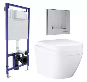 Комплект 3 в 1 инсталляция Berges Wasserhaus Novum 040243 + Унитаз подвесной Grohe Euro Ceramic 39206000 + кнопка хром