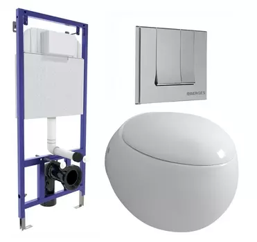 Комплект 3 в 1 инсталляция Berges Wasserhaus Novum 040243 + Унитаз подвесной Grossman GR-4442 + кнопка хром