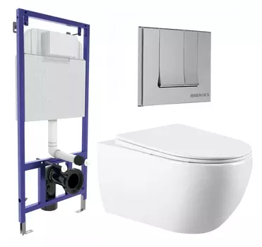 Комплект 3 в 1 инсталляция Berges Wasserhaus Novum 040243 + Унитаз подвесной Vincea Evo VT1-34 + кнопка хром