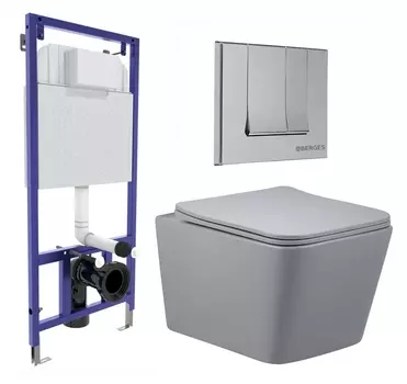 Комплект 3 в 1 инсталляция Berges Wasserhaus Novum 040243 + Унитаз подвесной Vincea Q-Line VT1-12MG + кнопка хром