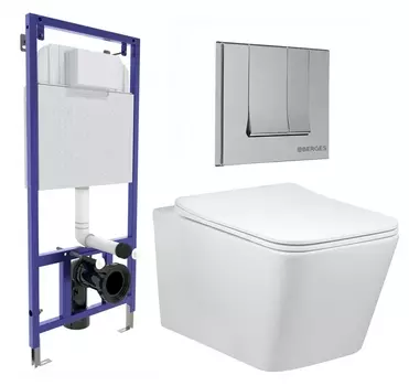 Комплект 3 в 1 инсталляция Berges Wasserhaus Novum 040243 + Унитаз Vincea Q-Line VT1-12 + кнопка хром