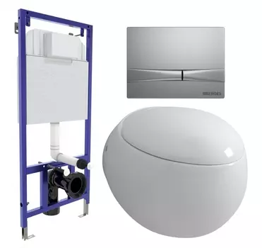 Комплект 3 в 1 инсталляция Berges Wasserhaus Novum 040252 + Унитаз подвесной Grossman GR-4442 + кнопка хром матовая