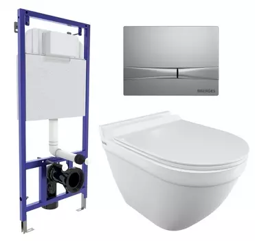 Комплект 3 в 1 инсталляция Berges Wasserhaus Novum 040252 + Унитаз подвесной Iddis Cloud CLORDSEi25 + кнопка хром матовая