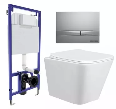 Комплект 3 в 1 инсталляция Berges Wasserhaus Novum 040252 + Унитаз подвесной Taliente Correto CR25200 + кнопка хром матовая