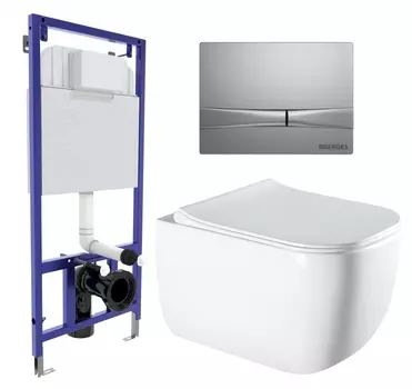 Комплект 3 в 1 инсталляция Berges Wasserhaus Novum 040252 + Унитаз подвесной Vincea Form VT1-35 + кнопка хром матовая
