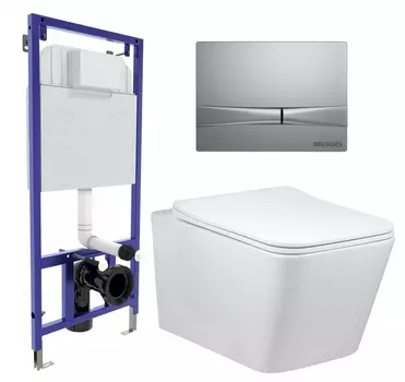 Комплект 3 в 1 инсталляция Berges Wasserhaus Novum 040252 + Унитаз Vincea Q-Line VT1-12 + кнопка хром матовая