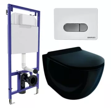 Комплект 3 в 1 инсталляция Berges Wasserhaus Novum D7 + Унитаз подвесной Esbano Garcia ESUPGARCB + кнопка хром