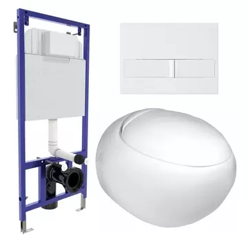 Комплект 3 в 1 инсталляция Berges Wasserhaus Novum L1 + Подвесной унитаз WeltWasser Jeckenbach + кнопка белая