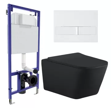 Комплект 3 в 1 инсталляция Berges Wasserhaus Novum L1 + Унитаз подвесной Aquanet Tavr-W BW 287011 + кнопка белая