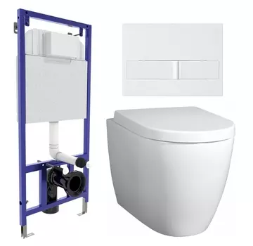 Комплект 3 в 1 инсталляция Berges Wasserhaus Novum L1 + Унитаз подвесной BelBagno Marino + кнопка белая