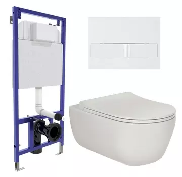 Комплект 3 в 1 инсталляция Berges Wasserhaus Novum L1 + Унитаз подвесной Berges Wasserhaus Ego XL 082118 + кнопка белая
