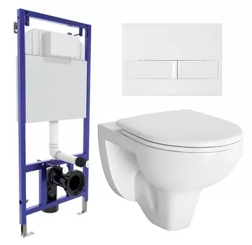 Комплект 3 в 1 инсталляция Berges Wasserhaus Novum L1 + Унитаз подвесной Berges Wasserhaus Gamma 081105 + кнопка белая