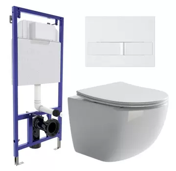 Комплект 3 в 1 инсталляция Berges Wasserhaus Novum L1 + Унитаз подвесной Ceramica Nova Forma CN3009 + кнопка белая