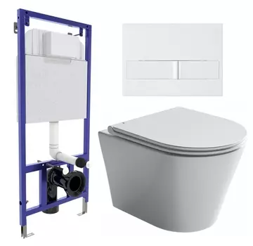 Комплект 3 в 1 инсталляция Berges Wasserhaus Novum L1 + Унитаз подвесной Ceramica Nova Forma CN3011 + кнопка белая