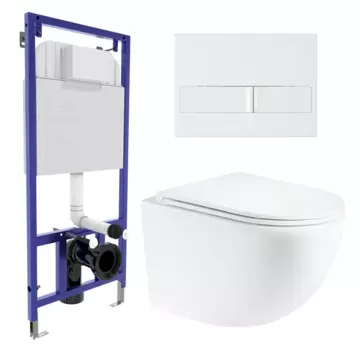 Комплект 3 в 1 инсталляция Berges Wasserhaus Novum L1 + Унитаз подвесной Enio Unico + кнопка белая