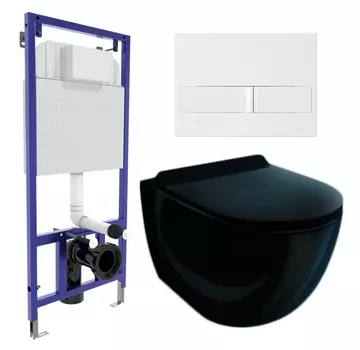 Комплект 3 в 1 инсталляция Berges Wasserhaus Novum L1 + Унитаз подвесной Esbano Garcia ESUPGARCB + кнопка белая