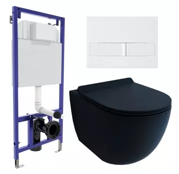 Комплект 3 в 1 инсталляция Berges Wasserhaus Novum L1 + Унитаз подвесной Esbano Garcia + кнопка белая