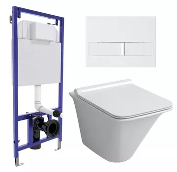 Комплект 3 в 1 инсталляция Berges Wasserhaus Novum L1 + Унитаз подвесной Grossman GR-4413S + кнопка белая