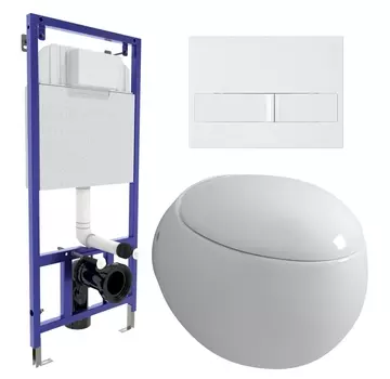 Комплект 3 в 1 инсталляция Berges Wasserhaus Novum L1 + Унитаз подвесной Grossman GR-4442 + кнопка белая