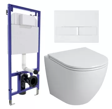 Комплект 3 в 1 инсталляция Berges Wasserhaus Novum L1 + Унитаз подвесной Grossman GR-4455S + кнопка белая