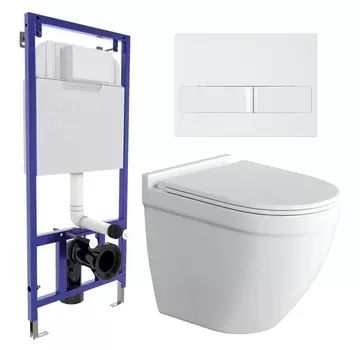 Комплект 3 в 1 инсталляция Berges Wasserhaus Novum L1 + Унитаз подвесной Grossman GR-4483S + кнопка белая