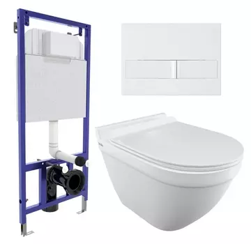 Комплект 3 в 1 инсталляция Berges Wasserhaus Novum L1 + Унитаз подвесной Iddis Cloud CLORDSEi25 + кнопка белая