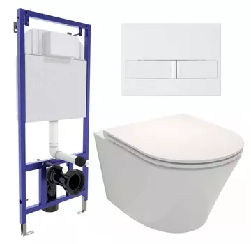 Комплект 3 в 1 инсталляция Berges Wasserhaus Novum L1 + Унитаз подвесной Jacob Delafon Rodin+ EDY102-00 + кнопка белая