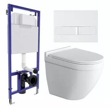 Комплект 3 в 1 инсталляция Berges Wasserhaus Novum L1 + Унитаз подвесной Owl 1975 Cirkel-H + кнопка белая