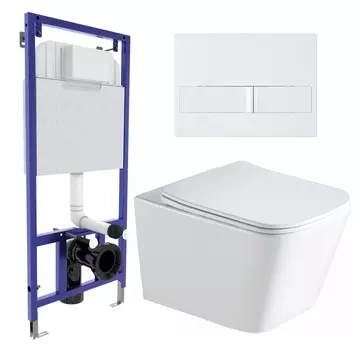 Комплект 3 в 1 инсталляция Berges Wasserhaus Novum L1 + Унитаз подвесной SantiLine SL-5007 + кнопка белая