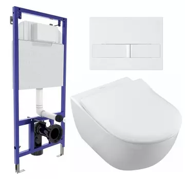 Комплект 3 в 1 инсталляция Berges Wasserhaus Novum L1 + Унитаз подвесной Villeroy & Boch Subway 2.0 5614R201 + кнопка белая