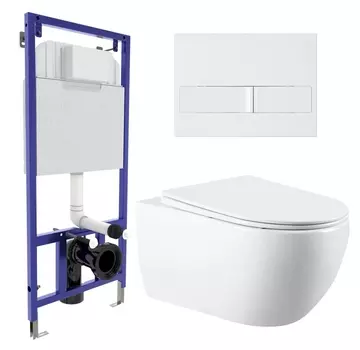 Комплект 3 в 1 инсталляция Berges Wasserhaus Novum L1 + Унитаз подвесной Vincea Evo VT1-34 + кнопка белая