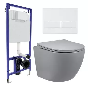 Комплект 3 в 1 инсталляция Berges Wasserhaus Novum L1 + Унитаз подвесной Vincea Globo VT1-14SMG + кнопка белая